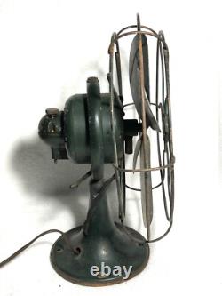 Ventilateur oscillant vintage GE General Electric petite taille cage en fil OD vert fonctionne