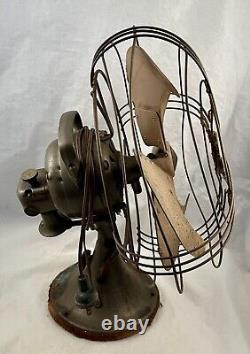 Ventilateur oscillant vintage GENERAL ELECTRIC GE 1930-40s 14 pouces en laiton testé/fonctionne