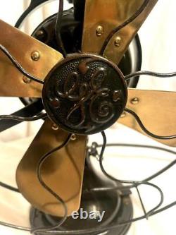 Ventilateur oscillant vintage General Electric à 3 vitesses, modèle avec lames en laiton fonctionne