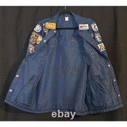 Veste vintage General Electric Trident Launch Team bleue à boutons-pression, taille S, avec 35 patchs