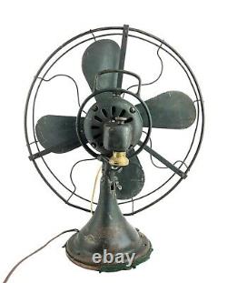 Vintage 1918 General Electric Ge Lame Métallique Oscillateur Ventilateur De Bureau 16 X 18 Travaux