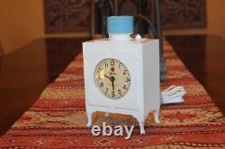 Vintage 1930s General Electric Telechron White Ge Moniteur Haut Réfrigérateur Horloge