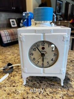 Vintage 1930s General Electric Telechron White Ge Moniteur Haut Réfrigérateur Horloge