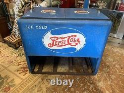 Vintage 1940's General Electric Double Dot Embossed Pepsi Cola Ice Chest Cooler