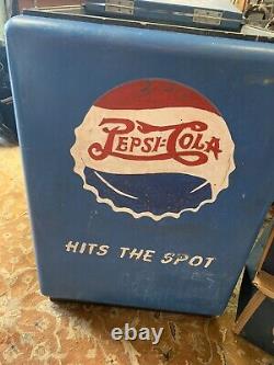 Vintage 1940's General Electric Double Dot Embossed Pepsi Cola Ice Chest Cooler