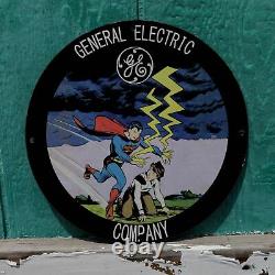 Vintage 1948 General Electric Company''superman'' Porcelaine Essence & Oil Signe