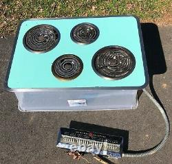 Vintage 1950 Ge General Electric Turquoise / Aqua Blue Cooktop Range Stove MCM