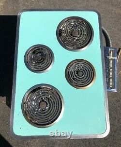 Vintage 1950 Ge General Electric Turquoise / Aqua Blue Cooktop Range Stove MCM