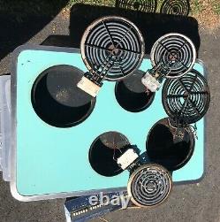 Vintage 1950 Ge General Electric Turquoise / Aqua Blue Cooktop Range Stove MCM