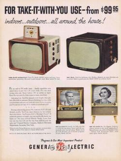 Vintage 1956 Ge General Electric Portable 12 Tv Tv Réveil Rare