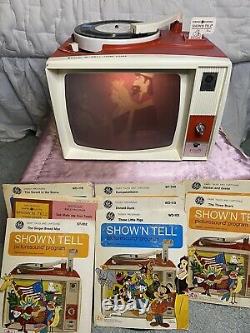 Vintage 1960s General Electric Shown Tell Phono Viewer With 9 Records Works