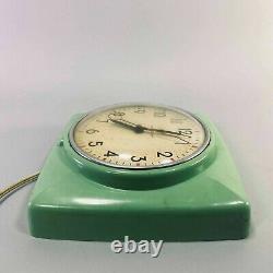 Vintage 50s MCM General Electric Teal Green Kitchen Clock Ge 2h20 Testé USA