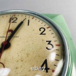 Vintage 50s MCM General Electric Teal Green Kitchen Clock Ge 2h20 Testé USA