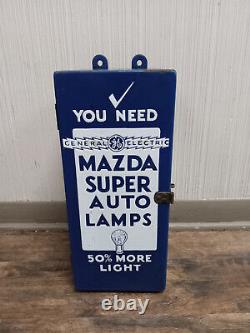 Vintage Affichage De La Publicité Cabinet Mazda General Lampes Électriques Auto