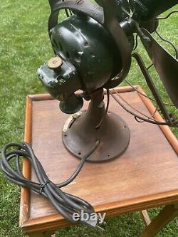 Vintage Antique Ge General Électric Fan 4 Blade 3 Speed Dark Green Working 16