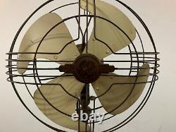Vintage Art Déco General Electric Vortalex Floor Pedestal Oscilating Fan Fm12m1