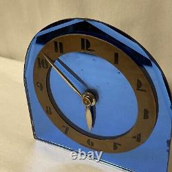 Vintage Art Deco Rétroviseur Électrique Général Bleu Horloge