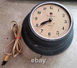 Vintage Auth Telechron 7 1/2 Horloge Murale Industrielle Motorisé Électrique As Is