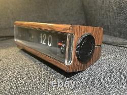 Vintage Copal 229 Faux Wood Woodgrain Flip Nombre Et Jour Alarme Horloge Tested Works
