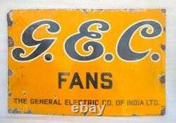 Vintage Des Années 1930 Rare General Electric Company Fans Ad Porcelaine Enamel Panneau D'affichage