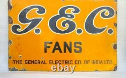 Vintage Des Années 1930 Rare General Electric Company Fans Ad Porcelaine Enamel Panneau D'affichage