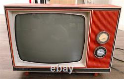 Vintage Ge 12 Black & White Télévision Orange Portable Tv General Electric 60s