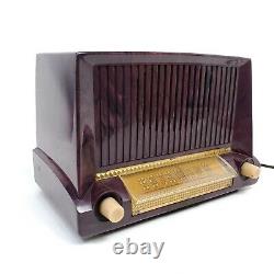 Vintage Ge 422 Bakelite Tube Radio Red Swirl 1951 General Electric MCM Works