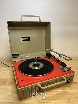 Vintage Ge Automatic Portable Record Player Modèle V638 H General Electric Orange
