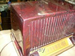 Vintage Ge Modèle 422 Bakelite Swirl Cas Tube Table Radio General Electric