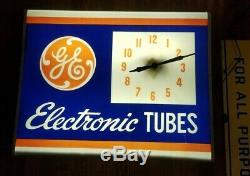 Vintage Ge Tubes General Electric Électronique Publicité Neon Light Clock