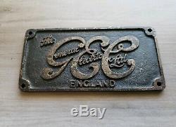 Vintage Gec General Electric Co. Plaque Signe Locomotive Angleterre Plate Logo Fan