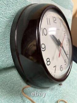 Vintage General Electric 11 Horloge Murale Industrielle #29083 Avectravaux À Cadre De Bakelite