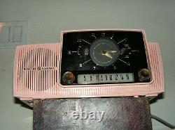 Vintage General Electric C-416 Pink Clock Tube Radio Années 1950 Rétro Œuvres Art Déco