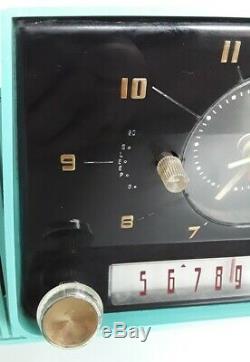Vintage General Electric C-416c Turquoise Travail Horloge Tube Radio 1958 Rétro