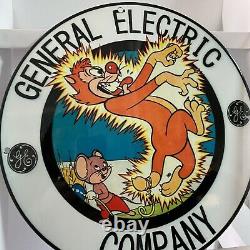 Vintage General Electric Company Porcelaine Panneau Gazole Énergie Plaque De Pompe Légère