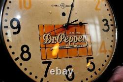 Vintage General Electric Dr. Pepper Mur Publicitaire Horloge