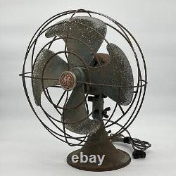 Vintage General Electric GE Vortalex 18 Ventilateur de table de bureau haut rouillé oscillant