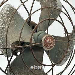 Vintage General Electric GE Vortalex 18 Ventilateur de table de bureau haut rouillé oscillant