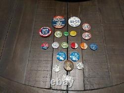 Vintage General Electric Ge Employee Photo ID Badge & 1940s Union Pin Lot