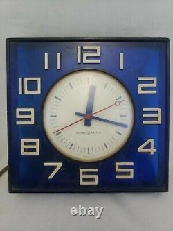 Vintage General Electric Horloge Murale Rétro Milieu Du Siècle Moderne Bleu Cobalt Blanc #