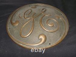 Vintage General Electric Script Logo Ge Plaque En Laiton Industriel