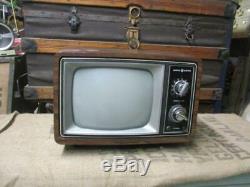 Vintage General Electric Solid State Television Retro Tv Cadran Bouton Portable 10