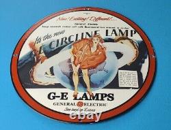 Vintage General Electric Station De Service D'essence De Porcelaine Pompe Circline Enseigne De Lampe