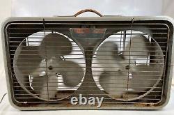 Vintage General Electric Steel Commercial High Velocity 27 Double Box Ventilateur Lire
