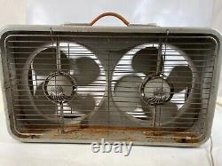 Vintage General Electric Steel Commercial High Velocity 27 Double Box Ventilateur Lire