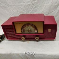 Vintage Général Électrique 429 Rouge Plastique MID Century Moderne Cadran Beam Tube Radio