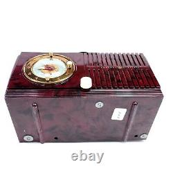 Vintage Général Électrique 518 Tube Réveil Radio Red Gold Swirl Radio Works