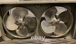 Vintage Général Électrique Ge Automatique Gris Double Fenêtre Boîte Twin Fan Belle