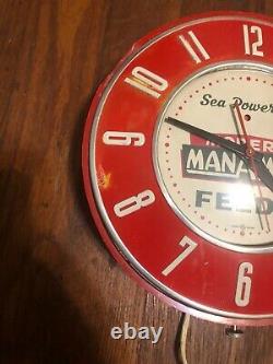 Vintage Manamar Modern Feeds General Electric Clock Farm Gas Oil Sign