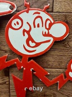 Vintage Reddy Kilowatt Man Grand Signe De Porcelaine Électricité Générale Électrique